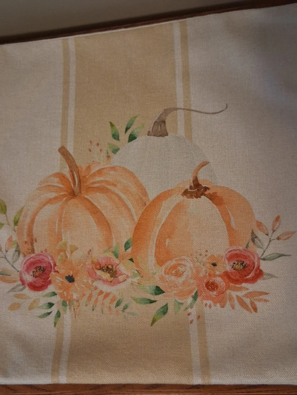 Set of 4 Fall Pumpkin & Flowers Pillow Covers 18x18 Inch Canvas Autumn Decor